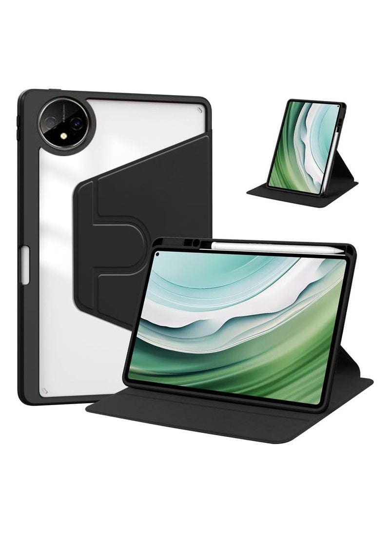 لـ HUAWEI MatePad Pro 13.2 بوصة (2025) غطاء الحالة ، حالة حماية اللوح ، تصميم دوران أكريليك 360 درجة ، إيقاظ / نوم تلقائي ، جلد ناعم ، أسود - Image 1